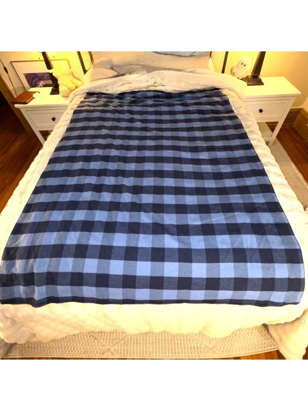 Pendleton Blue & Navy Buffalo Plaid Throw Blanket 50" X 70" 100% Polyester Cozy